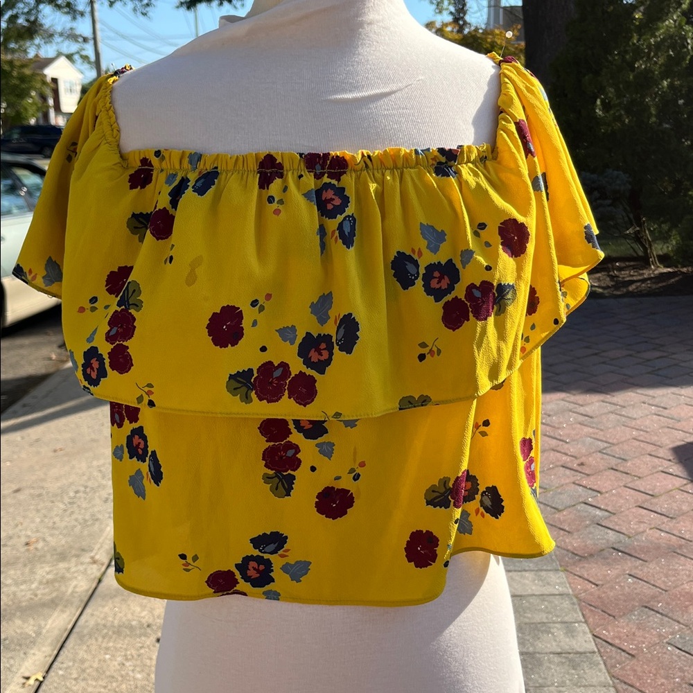 Zara Yellow Floral Ruffle Top